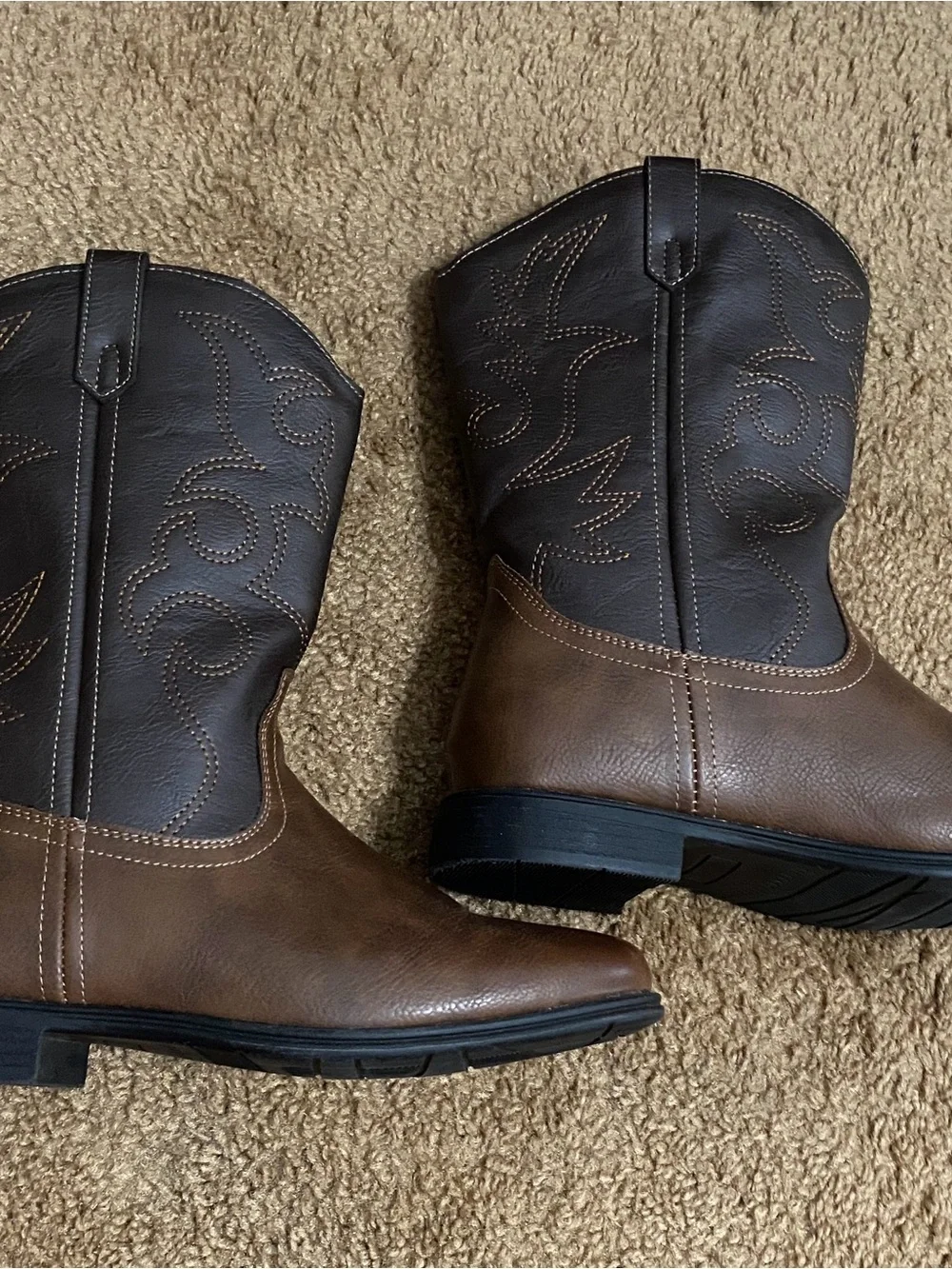 Kids Brown Western Pull-On Boot with Embroidered Shaft